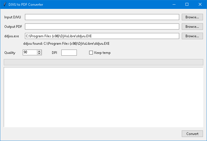 DJVU to PDF Converter GUI screenshot